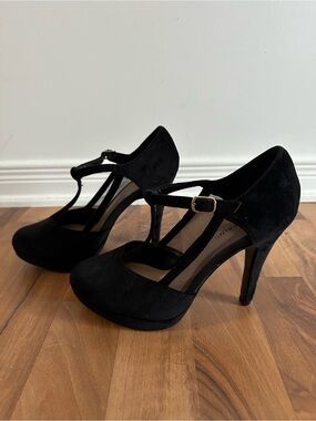 Call It Spring Velvet Black T-Strap High Heels